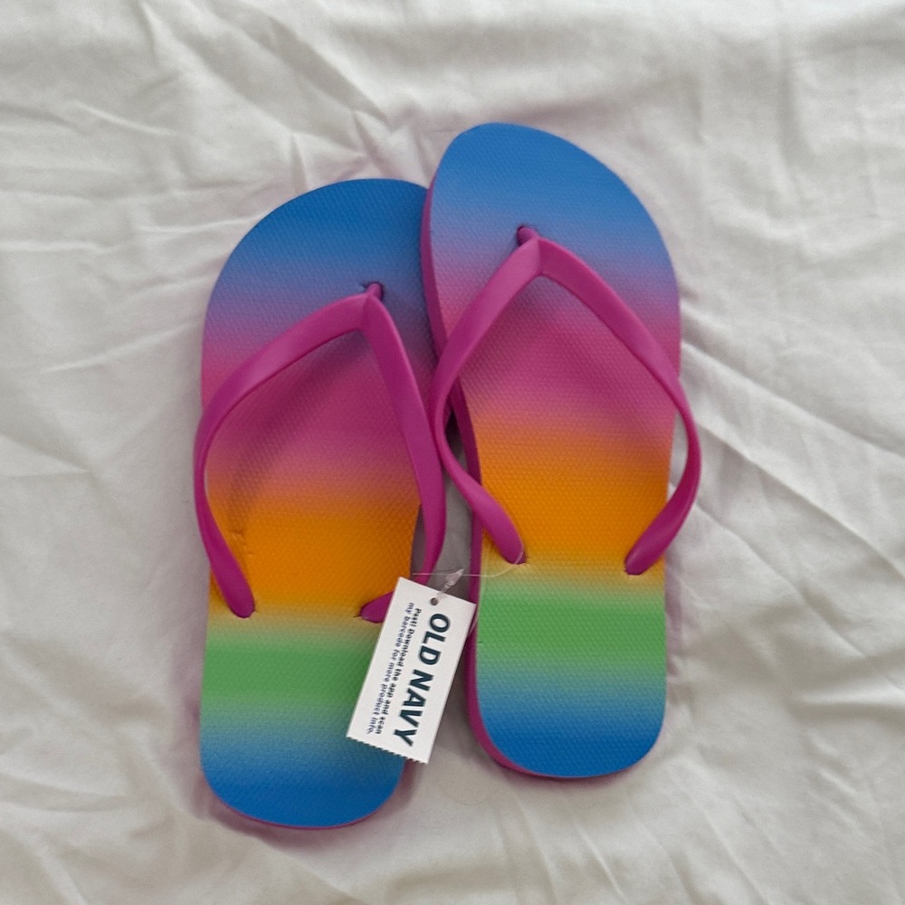 Old Navy Multicolor Flip Flops with Pink Straps
